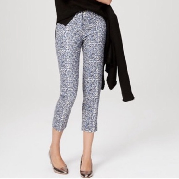 LOFT Blue Patterned Marisa Fit Riviera Dress Pants - Picture 1 of 5